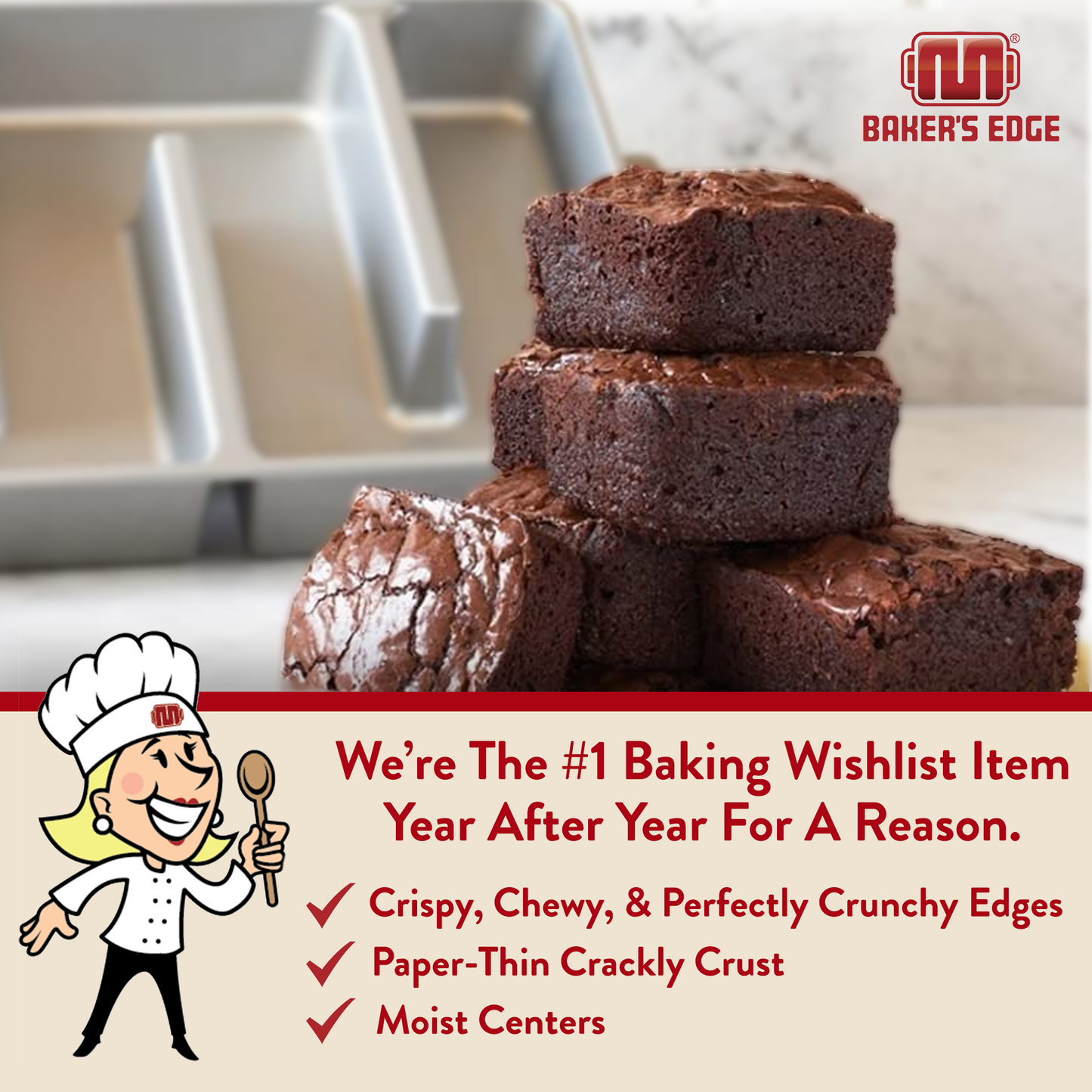 Baker's Edge Brownie Pan™ - The Original All-Edges Brownie Pan