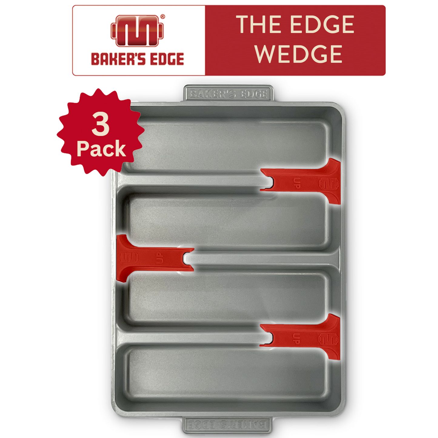Baker's Edge - Edge Brownie Pan Complete Set - Includes Pan Lid Wedge and Spatula